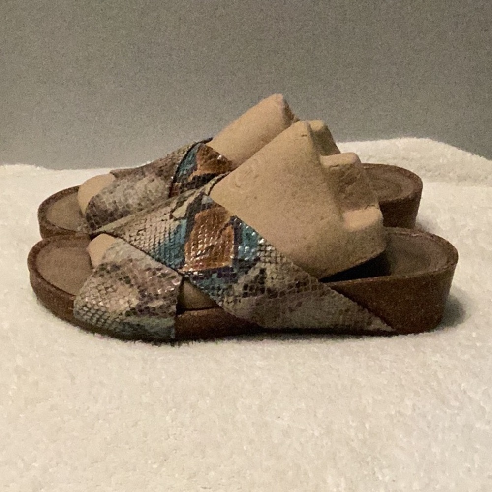 Snakeskin Patterned Slide Sandals - image 1